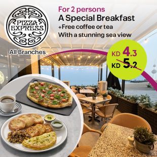 Breakfast Set Menu for 2 Persons + Coffee or Tea at Pizza Express