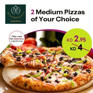 2 Medium Pizzas of Your Choice from Istanbulaya