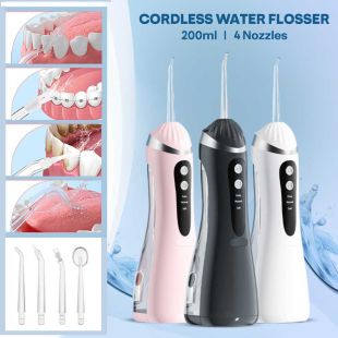 Cordless Water Flosser with 200ml with 4 Replaceable Nozzles