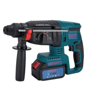 مثقاب مطرقة لاسلكي عالي التحمل قوة 118 فولت مع بطارية مزدوجة من BOSHO