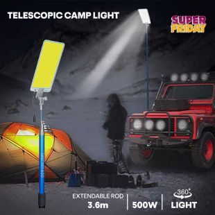 500W Telescopic Camp Light with 3.6m Extendable Rod by 360Light