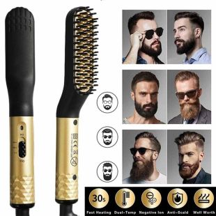 Dual-Temp Beard Straightening Comb with 30s Heat-Up and Ceramic Anti-Scald Teeth - Assorted Colors