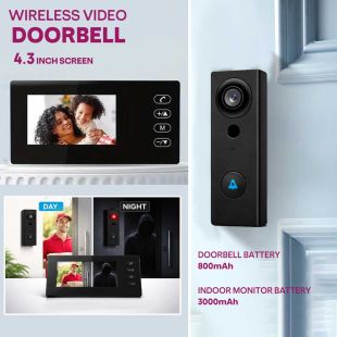 Wireless Video Doorbell with 4.3 Inch Screen