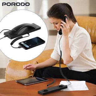 سماعة هاتف ريترو بمنفذ USB-C وميكروفون عازل للضوضاء من Porodo
