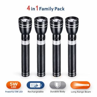 4-Pack Rechargeable 5W CREE LED Long-Range Flashlights