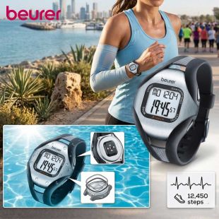 ساعة قياس نبض القلب Beurer PM18 مع عداد خطوات ومقاومة للماء