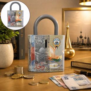 Kuwaiti Dinar Lock-Shaped Money Saving Box