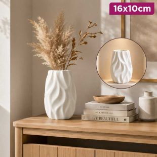 Textured Ceramic Decorative Vase 16 × 10 cm