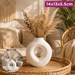 Decorative Minimalist Ceramic Hollow Flower Pot Vase 14 × 13 × 5.5 cm