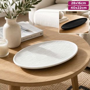 Oval Bamboo Serving Plate with Elegant Pattern