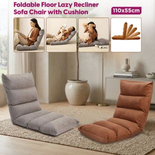 Foldable Floor Lazy Recliner Sofa Chair with Cushion 110x55cm
