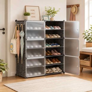 6-Layer Foldable Plastic Shoe Storage Cabinet