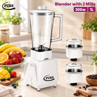 300W Blender 1L with 2 Mills by Pure - Sheeel Kuwait
