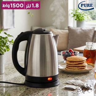 غلاية مياه كهربائية ستانلس ستيل 1.8 لتر 1500 واط من PURE