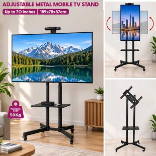 Adjustable Metal Mobile TV Stand up to 70 Inches 189x78x57cm - Sheeel Kuwait