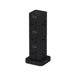 12-Socket Vertical Power Hub with 20W Fast Charging and 3m Cable by Porodo