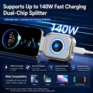 140W Smart Type-C Auto Disconnect Charging Adapter