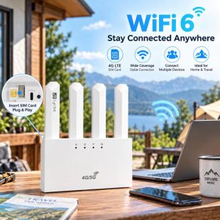 راوتر WiFi 6 و 4G LTE بشريحة اتصال سرعة 450 ميجابت