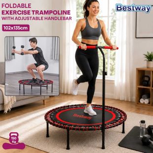 Foldable Exercise Trampoline with Adjustable Handlebar by Bestway