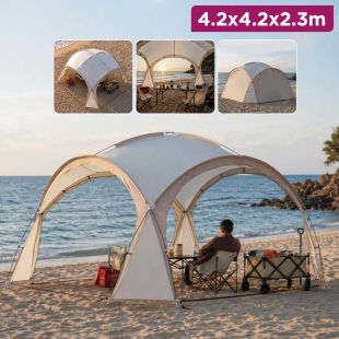 Pop Up Family Camping Waterproof Tent 4.2 x 4.2 x 2.3m