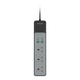 وصلة اشتراك كهربائي 3000 واط 3 مخارج 6 منافذ USB من Porodo