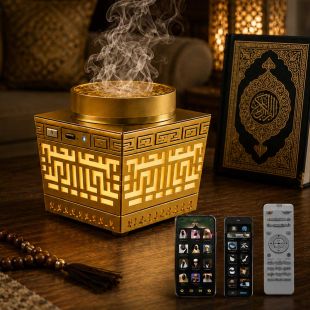 Rechargeable Electric Bakhoor Burner with Bluetooth Holy Quran Speaker & LED Light