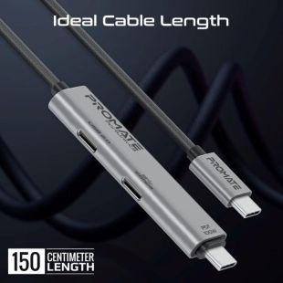 كيبل PortLink-C3 قوة 100 واط مع منفذين USB-C إضافيين من Promate
