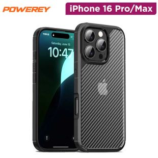 Powerey Carbon Fiber Shock Proof Case For iPhone 16