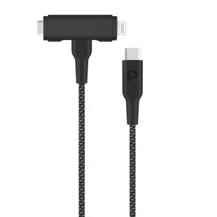 كيبل مضفر من Type-C إلى Type-C و Lightning بطول 1.2 متر من Powerology
