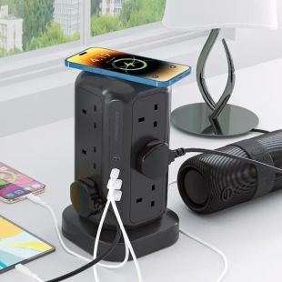 وصلة اشتراك كهربائي عمودي 3250 واط 12 مخرج 4 منافذ USB من Powerology