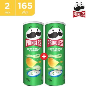 بطاطا شيبس بالكريمة الحامضة والبصل 2 × 165 جرام من Pringles