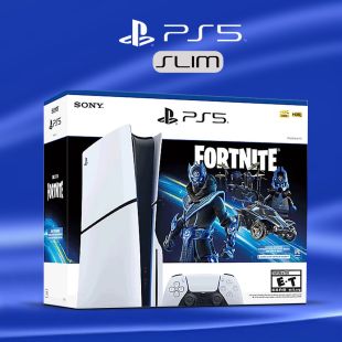 باقة جهاز PS5 Slim سعة 1 تيرابايت إصدار CD مع قسيمة لعبة Fortnite Cobalt Star من Sony