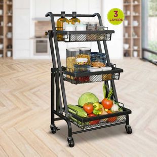 3 Layer Kitchen Storage Cart - Black