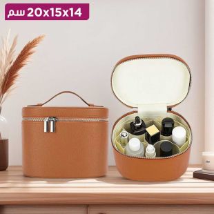 حقيبة مستحضرات التجميل من جلد PU بسحاب مزدوج ومقاومة للماء 14 × 15 × 20 سم