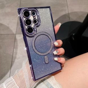 Purple Glitter Gradient Samsung Phone Case with Magnetic Suction