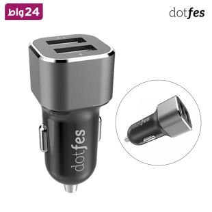 شاحن سيارة سريع 24 واط مع منفذ USB-A ثنائي من Dotfes