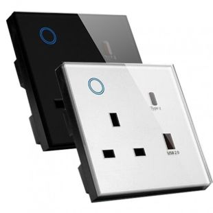 مقبس حائط ذكي واي فاي 13 أمبير مع منفذ USB-A و منفذ USB-C  متوافق مع Tuyaمن من GoPeta