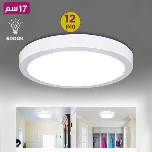 لوحة إنارة دائرية سطحية قوة 12 واط 17 سم - أبيض بارد 6000 كلفن