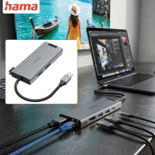5-Port USB-C Hub with 4K and Gigabit Ethernet by Hama