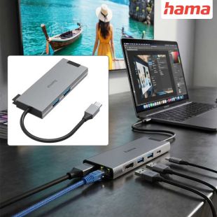 موزع USB-C بـ 5 منافذ مع 4K وGigabit Ethernet من Hama
