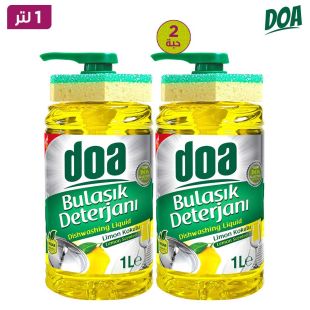 سائل غسيل الصحون DOA بالليمون مع إسفنجة – 1 لتر × 2