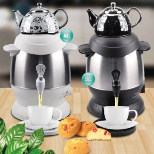 RAF Samovar 1350W Electric Stainless Steel Tea Maker with Ceramic Pot 4L