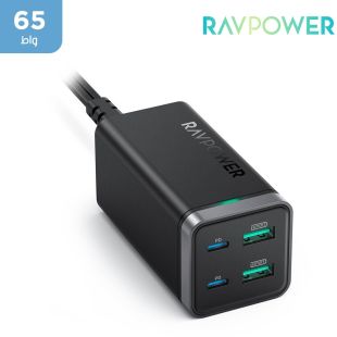 شاحن حائط 65 واط PD بأربعة منافذ UK من RAVPower - منتج جديد / من غير كرتون