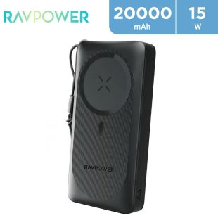 RavPower Pioneer 20000mAh 15W Magnetic Wireless Power Bank - New Product / Open Box