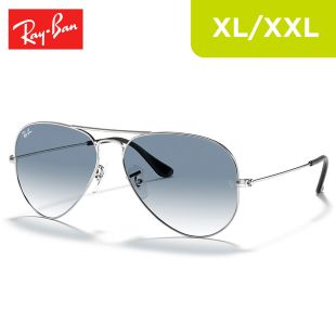 Ray-Ban 3025 Aviator Gradient Sunglasses - Light Blue & Silver Frame -62 mm -XXL