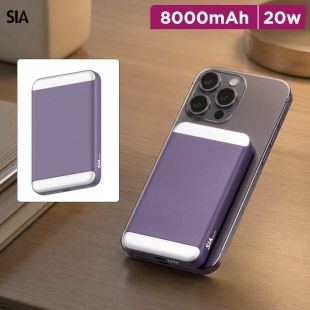 MagOn Magnetic Power Bank 8000mAh 20W with 15W Wireless Charging and LED Light by SIA