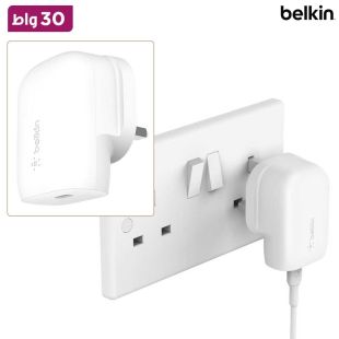 شاحن حائط USB-C PD بقوة 30 واط مع كيبل USB-C من BELKIN