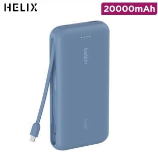 20000mAh Power Bank with 30W Power 2 USB-C Ports USB-A Port and Integrated USB-C Cable by Belkin