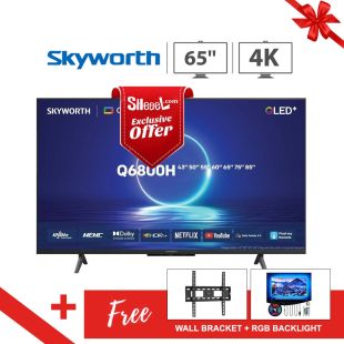 65 Inch QLED UHD 4K Android Smart TV by Skyworth + Free Wall Bracket + RGB Light
