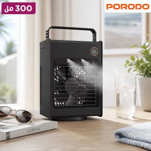 مروحة تبريد ميني لاسلكية برذاذ الماء 300 مل مع ضوء LED من Porodo